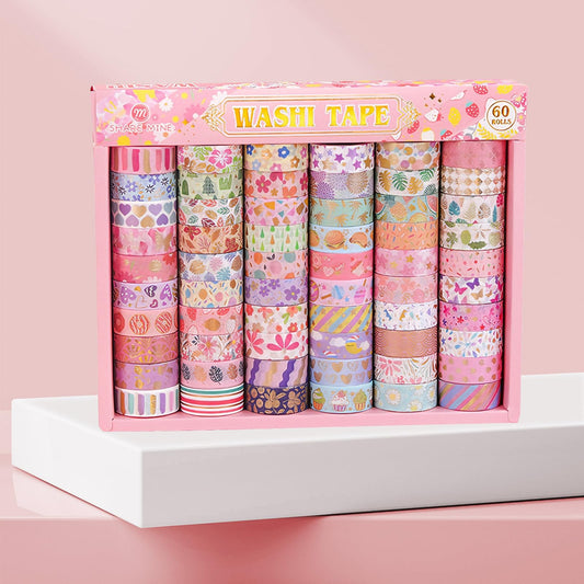 Puninoto 60 Rolls Floral Washi Tape Set,Flower Patterns Decorative Skinny Blooms Masking Tapes with Gold Foil Supplies for Arts,Scrapbook,Planner,DIY Arts and Crafts,Gift Wrapping
