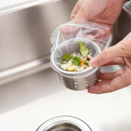 Skiennix Disposable Sink Strainer Bags - Ultra-Fine Elastic Mesh Food Catcher | 400 Pack for Kitchen Drains