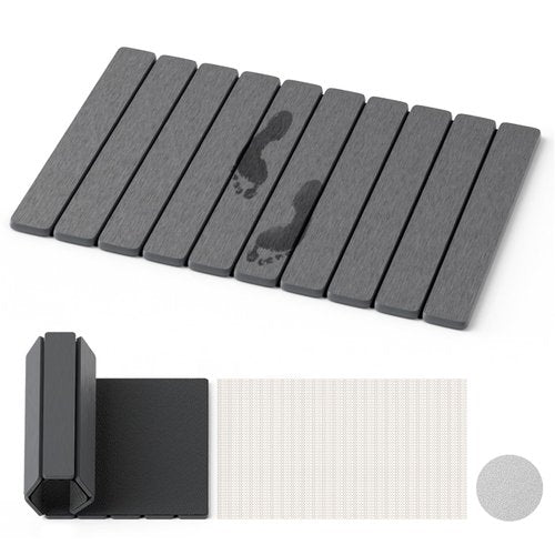 Dayacoco Non Slip Stone Bath Mat, 23.2 x 15.3 in Foldable Quick Dry Stone Shower Mat, Diatomaceous Earth Bath Mat for Bathroom, Kitchen, Easy to Clean (Grey)