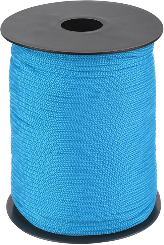 MECCANIXITY 1/8 Inch Polypropylene Rope Braided Ropes, 328ft Nylon Rope Hollow Utility Cord for Clothesline, Camping, Hiking, Outdoor, Lake Blue