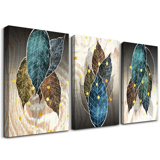 Abstract Canvas Wall Art For Living Room Family Wall Decor For Bedroom Kitchen Artwork Abstract Leaves Canvas Prints Painting Modern Office Decor Wall Pictures Bathroom Home Decor 12" X 16" 3 Piece