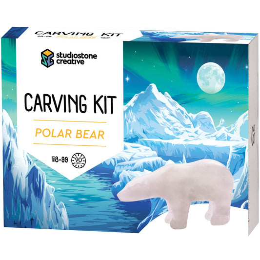 STUDIOSTONE CREATIVE DIY Arts & Crafts Carving Kit Kids Adults Polar Bear Alabaster Sculpture Soapstone