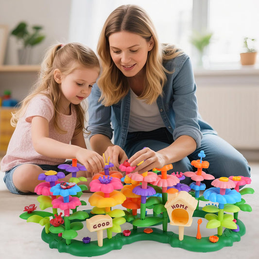 Gaitel Flower Garden Building Toys for 3-7 Year Old Girls - Best Birthday Gifts for Toddler Ages 3-5 5-7, Educational Kit with 120+ Pieces, Stacking Pretend Play Set for Preschool Kids