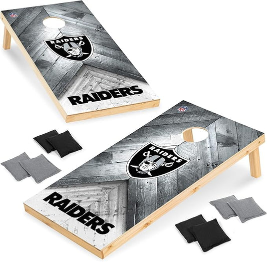 NFL Football 2' x 4' Regulation Size Solid Wood Cornhole Set with Direct Print HD Team Graphics Great Gift for Any Football Fan! Bean Bag Toss Family Outdoor Game