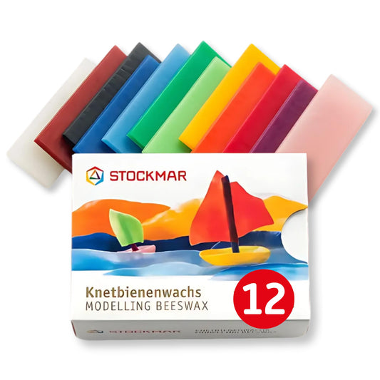 Stockmar Modelling Beeswax – 12 Assorted Color Sheets in Sliding Cardboard Box – Non-Drying, Reusable Wax Art Set for Artists and Hobbyists – for Creative Art Projects, Crafting, and Sculpture