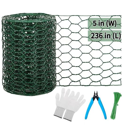 ROERLIEN 5 in×236 in Floral Wire Netting,Green Coated Floral Chicken Wire for Floral Arrangements,Garden Fencing,Protect Plant & Decorate Flower Arch and DIY Craft. (5 in×236 in)