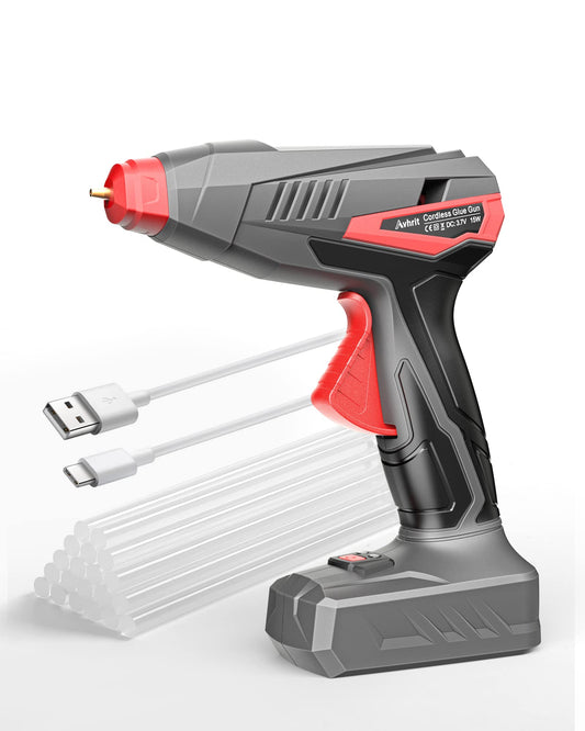 Avhrit Cordless Hot Glue Gun, Fast Preheating Glue Gun Kit with 20 Pcs Glue Sticks, Rechargeable Glue Gun with Built-in Battery, Auto Shut-off Glue Gun for Christmas Crafts, Repairs and DIY