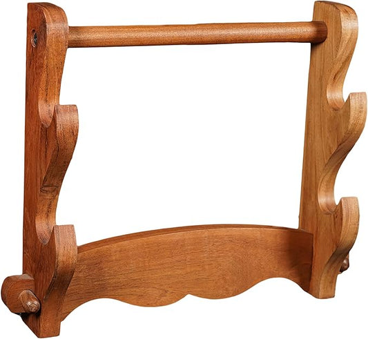 Mythrojan Solid Wood Sword Stand Medieval Sword Wall Mount Samurai Sword Display Stand Katana Sword Holder Gladiator Sword Wall Display Crusader Sword Stand Knife Stand for Display- Two Tier