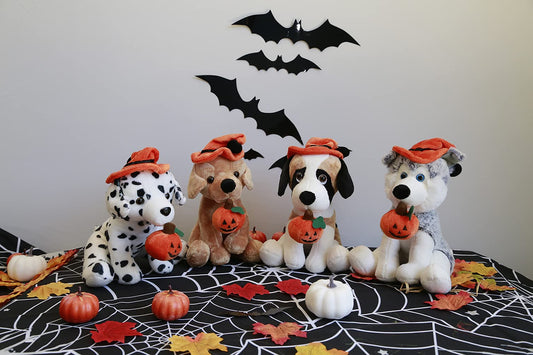 Plushland Halloween Pawpals 8 inches Puppy Dog Plush Stuffed Toy Comes with Hat and Jack O Lantern - Pumpkin for Kids on This Holiday (Halloween Dog Assortment)