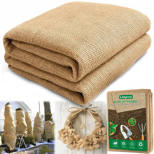Liaycco 40" x 40 Feet Burlap Fabric Roll 13 Yards – Burlap Fabric by the Yard for Tree Wrap, Garden Plant Cover, Weed Barrier, Landscaping & DIY Crafts, Ideal for Outdoor Winter Protection