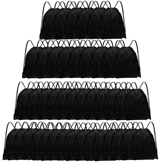 Grneric Drawstring Backpack Bulk 42 Pcs String Backpack Drawstring Bags Cinch Bag Sackpack for Men Women Gym (Black)