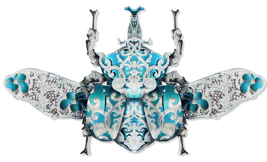 Piececool 3D Metal Puzzles for Adults, Rhinoceros Beetle 3D Model Building Kits Insect Themed Brooch Assembling DIY Crafts Creative Birthday Gifts,22Pcs