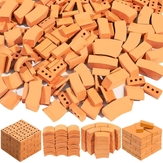 Warmtree 210 Pcs Mini Bricks for Landscaping Miniature Tiny Wall Bricks for Crafts Miniature House Kit Fairy Garden Accessories