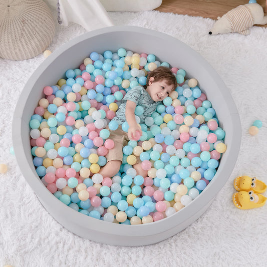 SHJADE Foam Ball Pit, 47.2"x 13.8" Large Ball Pits for Toddlers, Soft Round Kiddie Baby Playpen Ball Pool for Kids, Ideal Gift for Babies Indoor and Outdoor Game, Grey, (Balls not Included)