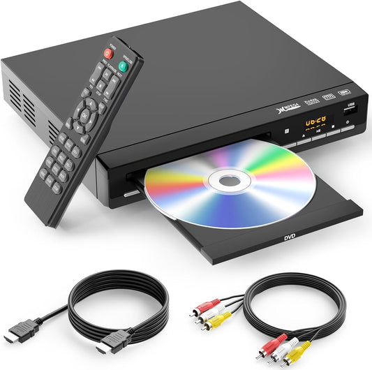 WSJSYH 1080P DVD Players for TV with HDMI,Plays All Regions and Formats,CD Player for Home,Support