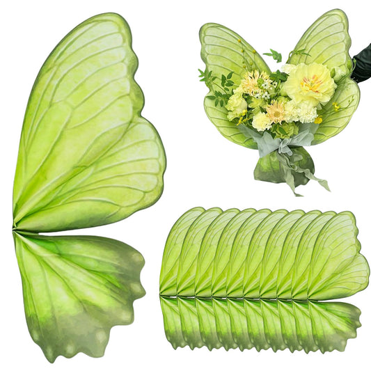 Aiouclay 20 Sheets Butterfly Shape Flower Wrapping Paper,Bouquet Accessories,Waterproof Flower Bouquet Wrapping Paper for Mother's Day Wedding Graduation Birthday Flower Shop DIY Craft (Green)