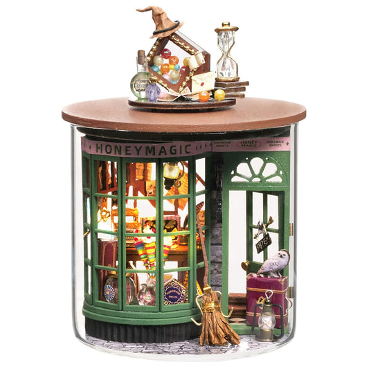 Spilay Dollhouse DIY Miniature Wooden Furniture Kit,Mini Handmade Doll House Model with Dust Cover & LED,1:24 Scale Creative Woodcrafts for Adult Friend Lover Birthday Gift B48
