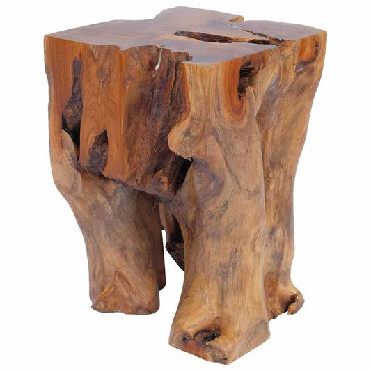 Gecheer Rustic Teak Wooden Stool, Handmade Retro Style Footrest, Side Table for Home Decor 30 x 30 x 40 cm