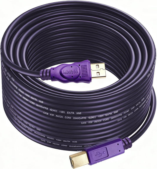 2.0 (30 Printer Cable, USB Cable A-Male to B-Male for Printer/Scanner ft)