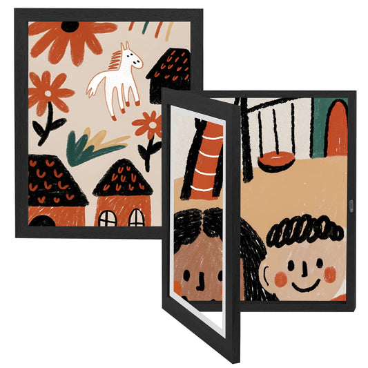2-Pack Kids Artwork Frames 10x12.5 Front Opening Kids Art Frame for Wall Art work Picture Display Holds 50+ Pcs for Kids Drawings Changeable Frames for Kids' Artwork Storage and Display – Black