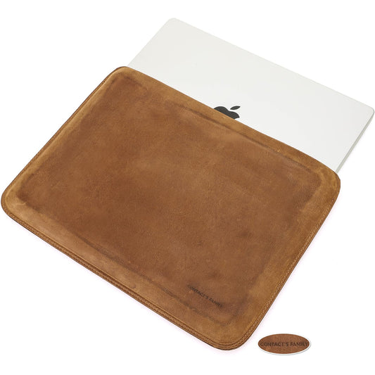 CataPurus Top Grain Leather 14.2" Slim Laptop Sleeve Protector, Minimalist Vintage Design, Handmade, Compatible with MacBook Pro 14 inch 2021 2022 M1 Pro/M1 Max A2442 & Other PC, Brown 14.2 Inch