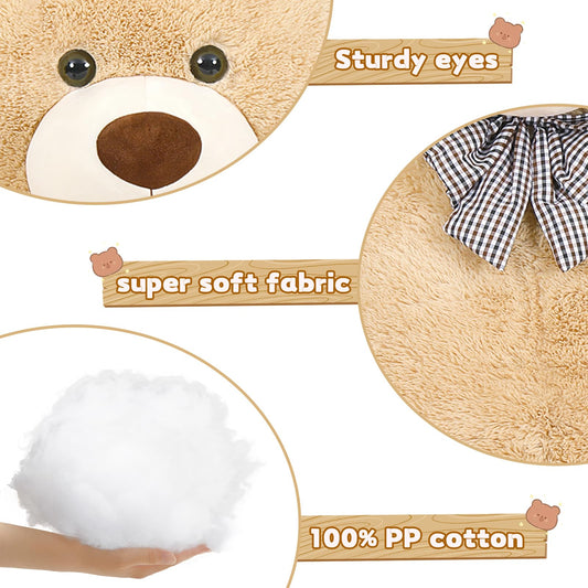 Toys Studio Giant Teddy Bear, 70.8 Inch Big Brown Stuffed Animal Life Size Plush Bear Toy Gift for Girlfriend Kids Christmas Birthday Valentines Day