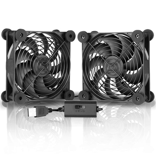 120mm 5V Quiet Dual USB Computer PC Fan with Speed Controller,for Router Desktop Laptop Receiver DVR PlayStation Xbox