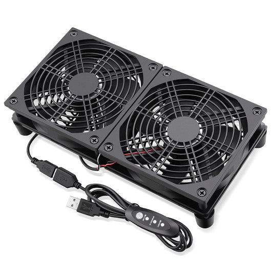 3 5V 120mm GDSTIME Quiet Router Fan Cooler with Speed Control, L/M/H, DC USB Powered Dual Computer Cooling Case Fan