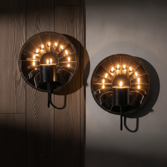 Woparty Candle Sconces,Wall Candle Holder Set of 2, Multi-Angle Light Reflection for Wall Decor Living Room，Dining Room 11.8" H x 10.8" W x 4.9" D