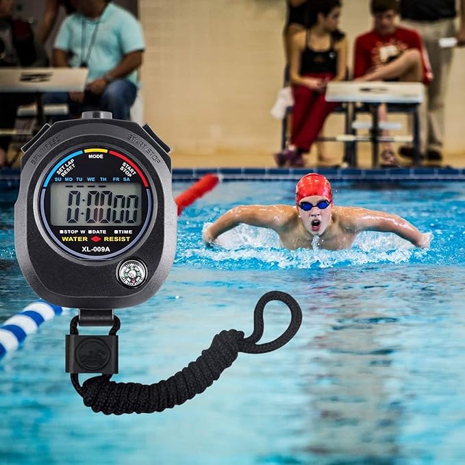 2 Pack Digital Stopwatch Timer: Large Display Multi-Function Stop Watch for Sports Coaches Swimming Running Fitness Referees Electronic Stopwatch with Lap Split Date Time Alarm for Kids Adults