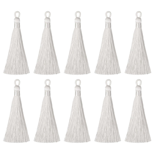 HARFINGTON Bookmark Tassels - 20Pcs 3.66" Silky Soft Mini Tassel with Loops for Keychain Graduation Handmade DIY Craft Accessory, Cream