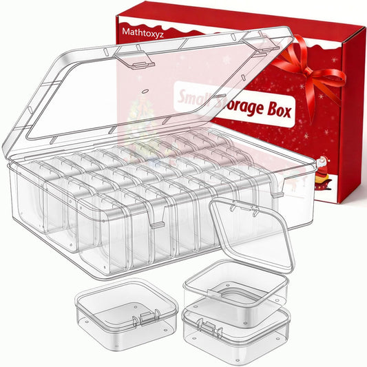 Mathtoxyz Bead Organizer Box, 30Pcs Small Beads Organizers and Storage Plastic Cases Mini Clear Dimond Storage Containers Boxes with Hinged Lid and Rectangle for Bracelet Making DIY Jewelry Craft Nail