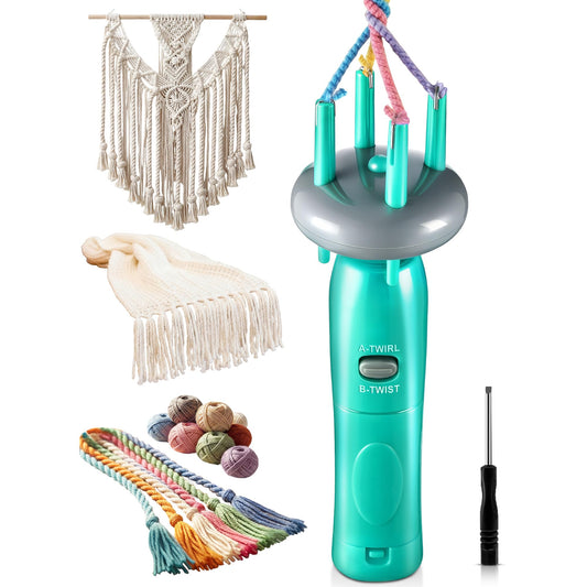 Gulfmew Portable Cord Maker & Fringe Twister, Handheld Yarn Crafting Tool for DIY Macrame & Knotting, Lightweight & Beginner-Friendly, Twisting Tassels in Seconds for Scarves(Green)