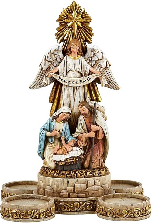 Needzo Nativity Scene Candle Holder Set - Holy Family Figurines for Votive Candles | 6.5 x 10 Inches