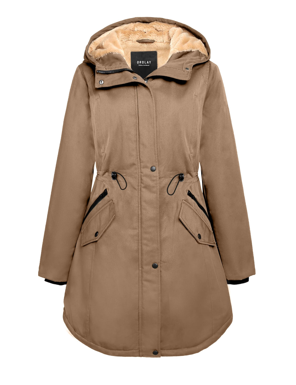 Orolay Women's Thicken Fleece Lined Parka Winter Coat Hooded Jacket with Pockets Kangaroo M