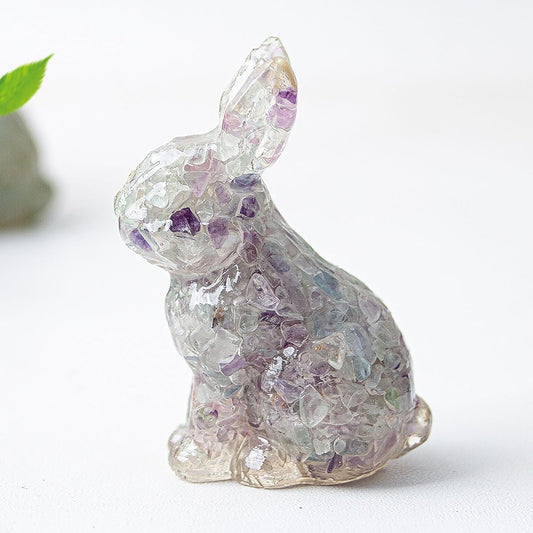 Skiennix Crystal Rabbit Figurine - Standing Bunny Resin Statue | Cute Luxury Desk Decor Gift for Women