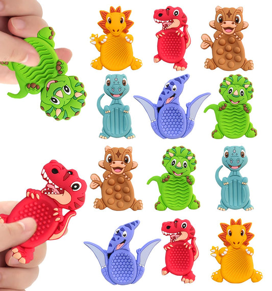 12Pack Dinosaur Sensory Fidget Stress Toys for Kids Classroom, Autism Calming Special Education Must Haves Travel Essentials, Valentine's Day Cards Gifts for Party Favors Class Birthday 3 5 7 Boy Girl