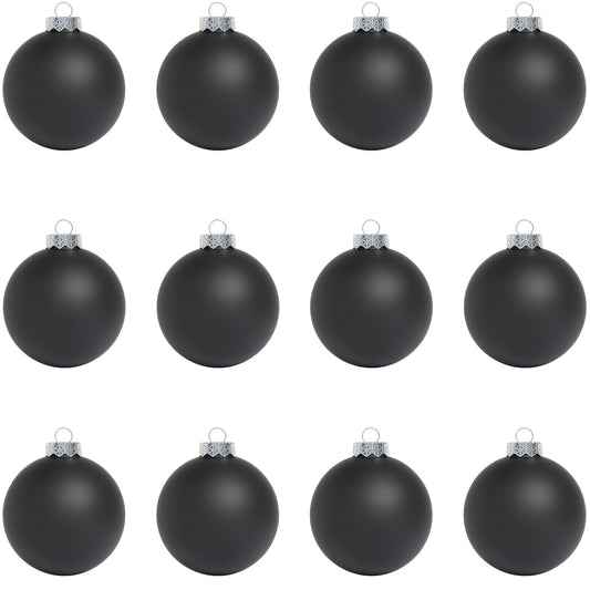 SLEETLY 12pc Matte Black Christmas Ball Ornaments – Plastic DIY Paintable Blank Plain Ornaments, Personalize Holiday Crafts for Kids & Adults - Decorate with Paint, Glitter, Stickers & Markers, 3.15"