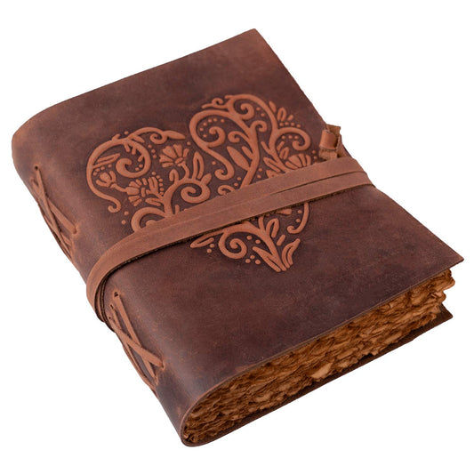 Leather Journal, Beautiful Heart Embossed Journals for Women, Deckle Edge Vintage Paper Leather Journals for Women | Vintage Journal, Writing Journals for Women, 240 Pages of Antique Paper, Old Paper