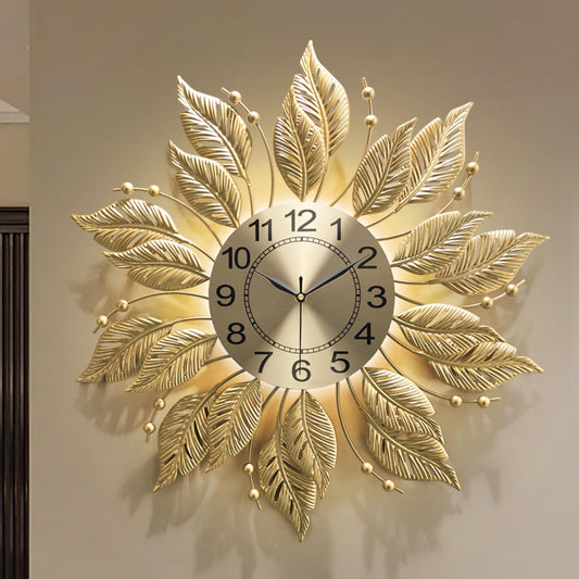 FIXNEO Gold Wall Clock Sunburst,23 Inch Mid Century Decorative Modern Wall Clocks Battery Operated Sunburst Large Handmade Home Art Decor for Living Room,Corridor,Staircase,Kitchen&Thoughtful Gift