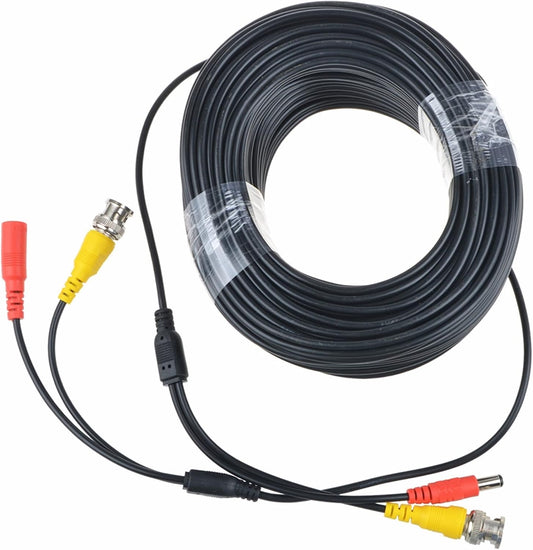 150ft Black BNC Video Power Siamese Cable for Analog AHD CVI CCTV Systems