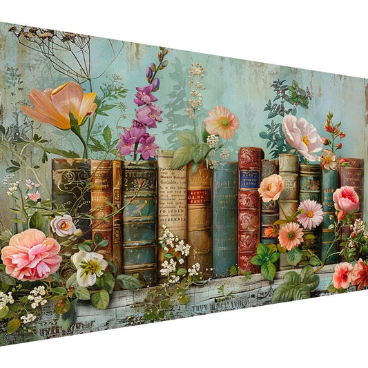 croshom Books Large Diamond Art Kits for Adults, Books Large Diamond Painting Kits for Adults, 5D DIY Full Round Drill Gem Craft for Adult Gifts, Home Wall Decor 15.7" x 27.6"