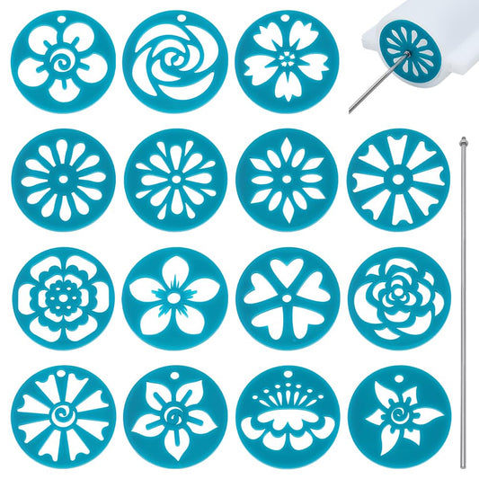 BENECREAT 15Pcs Set Acrylic Soap Mold Kaleidoscope Pull Through Mold Flower Shape Mold with Stainless Steel Stick for DIY Craft, Candle & Cake Decoration