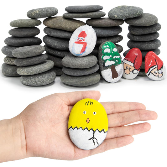 Rocks for Painting 40pcs 2-4” River Rock for Paint Natural Flat & Smooth Stones for Painting for Kids & Adult Craft Gifts Halloween