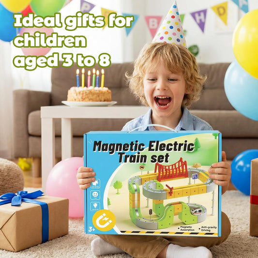 Electric Magnetic Train Set, 88 Pcs 3D Anti-Gravity Race Track Vehicle Kit, Birthday Gift Educational Toy for Kids Ages 3-12