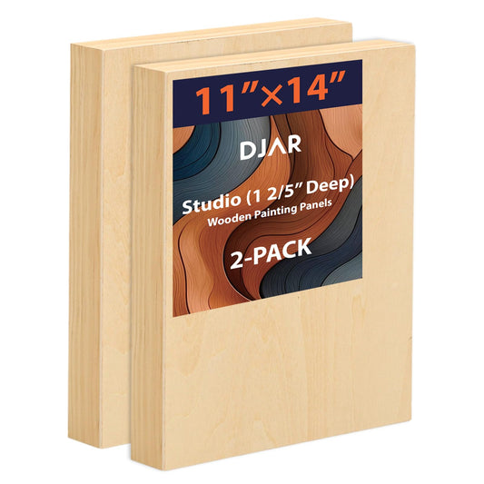 DJAR Wood Canvas Panels 11" x14'', 2 Pack – Ideal for Paint Pouring, Acrylic, Oil Painting, and Art Crafts