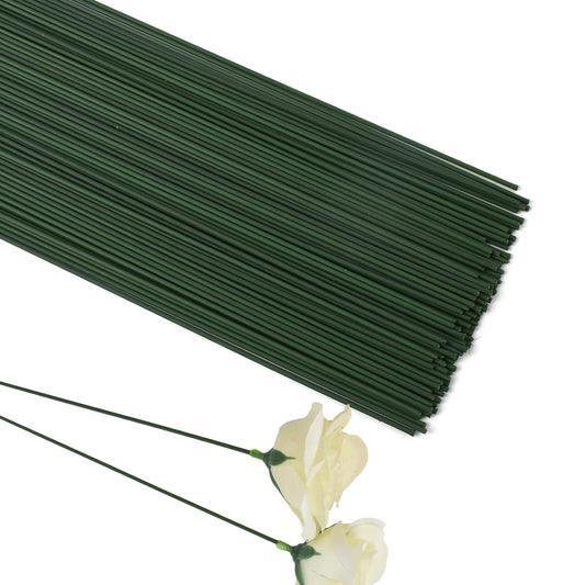 HAIOPS Floral Stems Wire 150pcs 16 Inch 14 Gauge Green Floral Wire Stems for DIY Crafts, Flower Arrangement, Wreath
