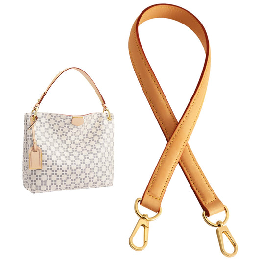 jiesinlov Genuine Vachetta Leather Replacement Straps Purse Shoulder short Strap conversion kit for Graceful tote soft speedy Alma And Dauphine Bags Brown (W0.7in,L25.6in-Beeswax)