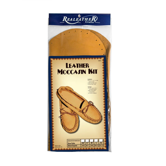 Realeather Adult Moccasin Leathercraft Kit, 10-11, Golden Tan