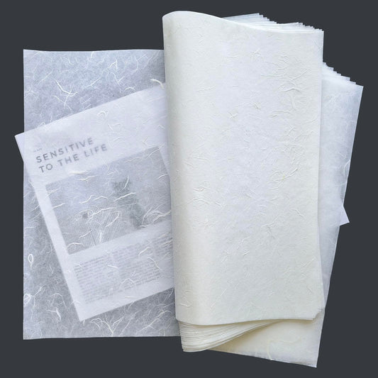 CRAFTJOY Large Mulberry Paper Sheets - 30 Sheets 16.5x16.5 Inch, Natural White Rice Paper for Origami, Gift Wrap, DIY Crafts, Calligraphy, Art, Printing, Decoupage Tissue, Journaling